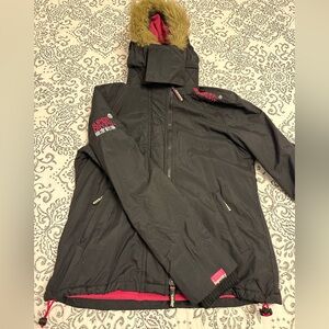 Superdry Black Jacket with Pink Details